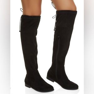 Rainbow Drawstring Knee High Boots